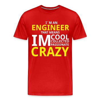 Crazy Engineer - Männer Premium Bio T-Shirt - Rot - Vorne - Damien (186cm)