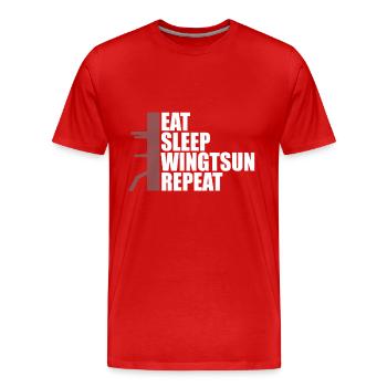 eat sleep wingtsun dummy - Männer Premium Bio T-Shirt - Rot - Vorne - Damien (186cm)