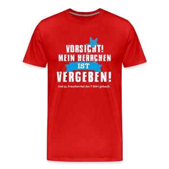 Herrchen ist vergeben - Männer Premium Bio T-Shirt - Rot - Vorne - Damien (186cm)