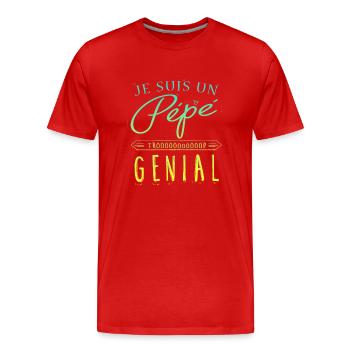 pépé génial - T-shirt bio Premium Homme - rouge - Devant - Damien (186cm)