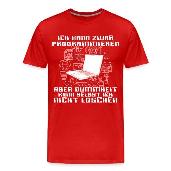 Ich kann programmieren - Männer Premium Bio T-Shirt - Rot - Vorne - Damien (186cm)