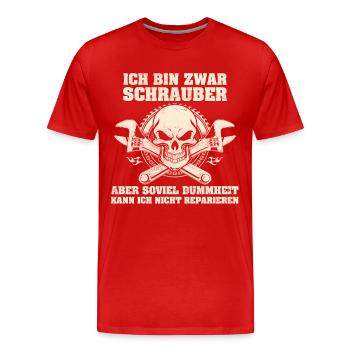 Ich bin Schrauber - Männer Premium Bio T-Shirt - Rot - Vorne - Damien (186cm)