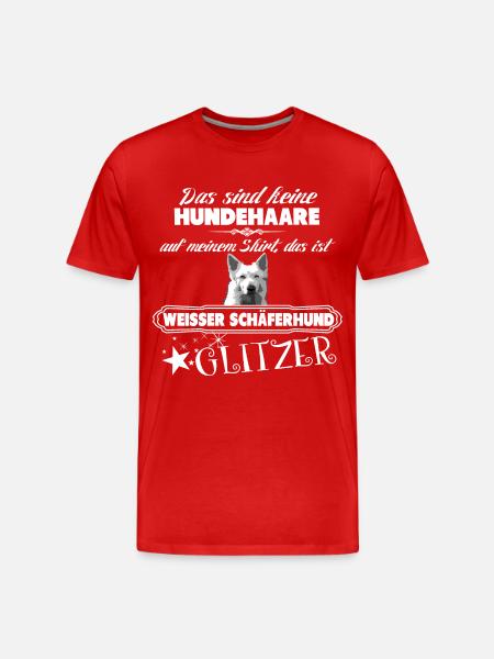 WEISSER SCHÄFERHUND GLITZER - Männer Premium Bio T-Shirt - Rot