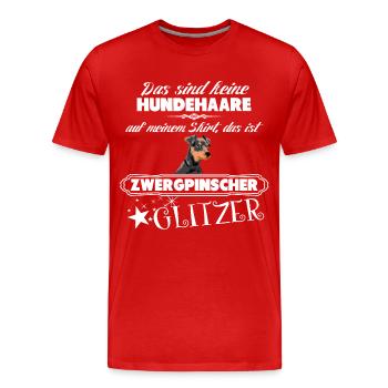 Zwergpinscher Glitzer - Männer Premium Bio T-Shirt - Rot - Vorne - Damien (186cm)