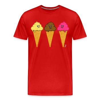 Ice Cream Trio - T-shirt bio Premium Homme - rouge - Devant - Damien (186cm)