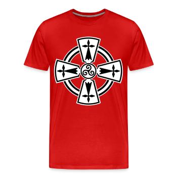 Breizh Celtic cross - T-shirt bio Premium Homme - rouge - Devant - Damien (186cm)