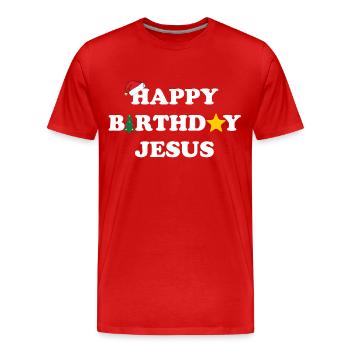 happy birthday jesus - T-shirt bio Premium Homme - rouge - Devant - Damien (186cm)