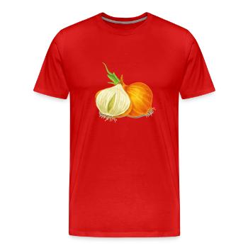 Die Zwiebel - Männer Premium Bio T-Shirt - Rot - Vorne - Damien (186cm)