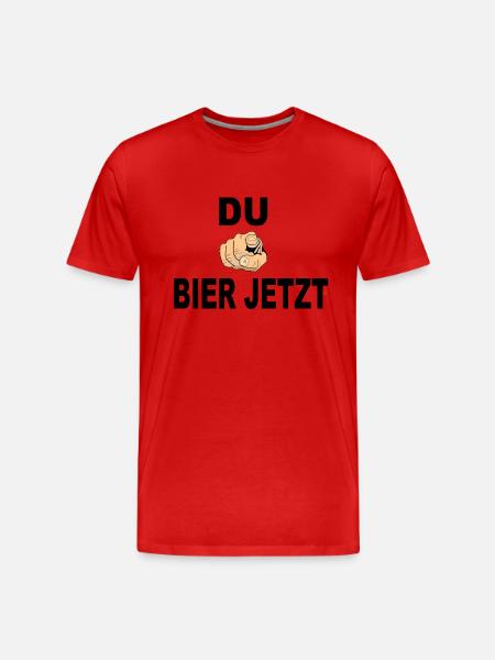 Bier jetzt - Männer Premium Bio T-Shirt - Rot