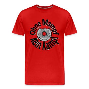 Ohne Mampf kein Kampf - Männer Premium Bio T-Shirt - Rot - Vorne - Damien (186cm)