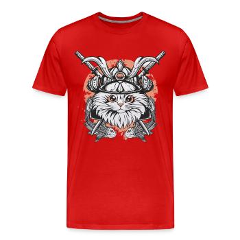 Combat chat Koi - T-shirt bio Premium Homme - rouge - Devant - Damien (186cm)