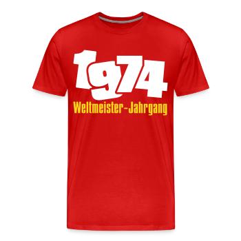 1974 champion du monde de cru, 2 couleurs - T-shirt bio Premium Homme - rouge - Devant - Damien (186cm)