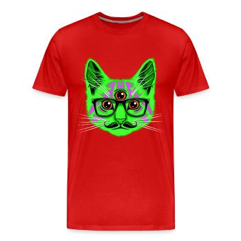 Trip Cat - Men's Premium Organic T-Shirt - red - Front - Damien (186cm)