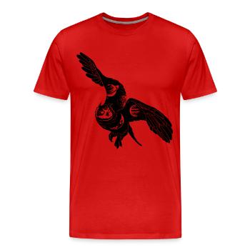 Universum Eule - Männer Premium Bio T-Shirt - Rot - Vorne - Damien (186cm)