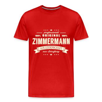 Zimmermann aus Leidenschaft - Männer Premium Bio T-Shirt - Rot - Vorne - Damien (186cm)