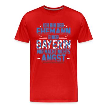 Bayerin | Bayern Bayrisch Oberbayern Geschenkideen - Männer Premium Bio T-Shirt - Rot - Vorne - Damien (186cm)
