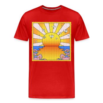 California Orange Sunshine LSD Blotter Sheet - Men's Premium Organic T-Shirt - red - Front - Damien (186cm)