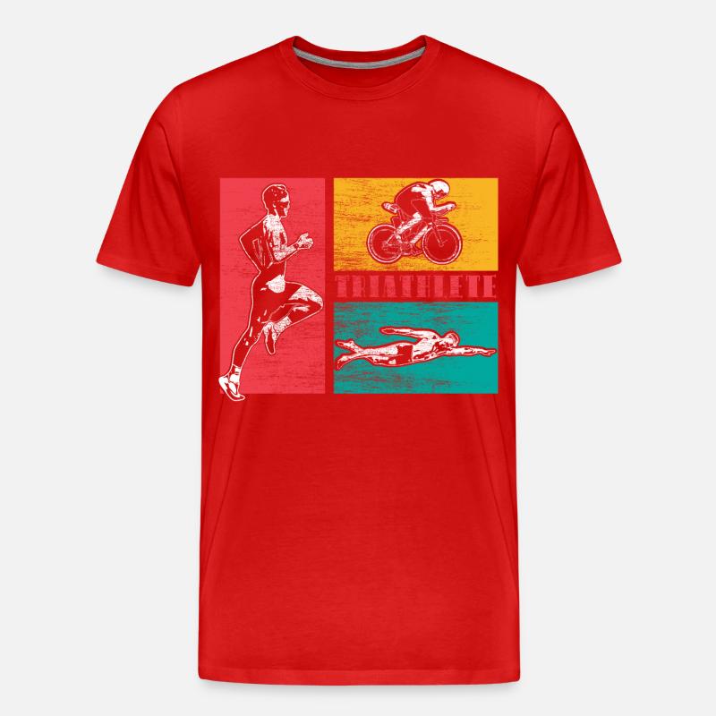 Triathlon Rennen - Männer Premium Bio T-Shirt - Rot