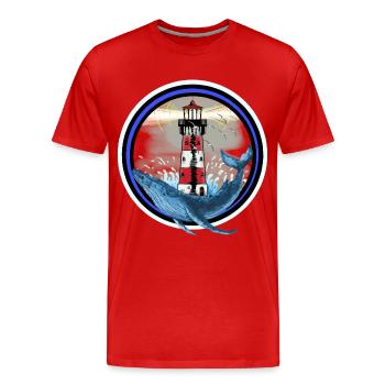 Poisson mammifère marin Baleine Poisson Phare Nautique - T-shirt bio Premium Homme - rouge - Devant - Damien (186cm)
