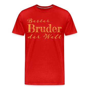 Bruder Geschwister Geschenk Geschenkidee - Männer Premium Bio T-Shirt - Rot - Vorne - Damien (186cm)