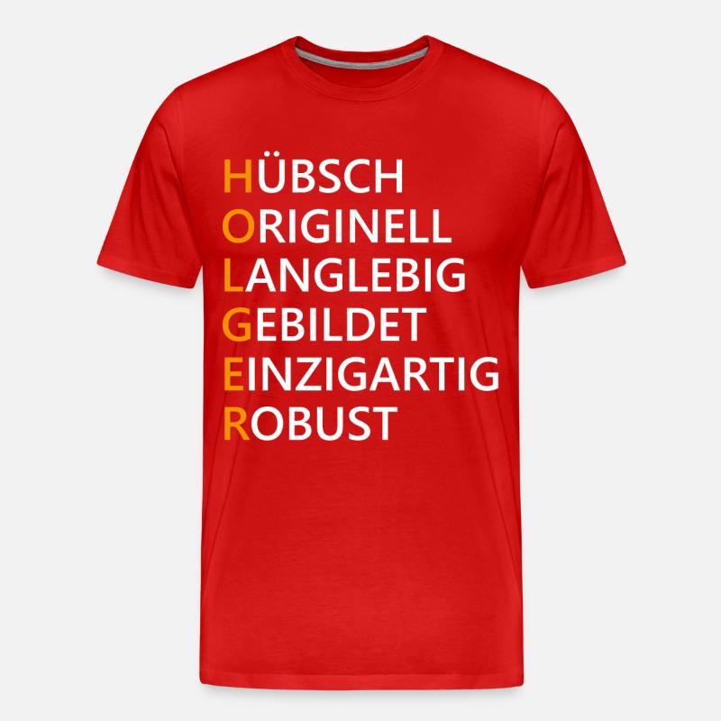 Holger Name Geschenk - Männer Premium Bio T-Shirt - Rot