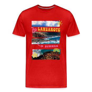 Lanzarote Summer Sun Beach Sea Palms Holiday - Men's Premium Organic T-Shirt - red - Front - Damien (186cm)