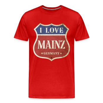 Mainz Germany City I Love Vintage Retro - Men's Premium Organic T-Shirt - red - Front - Damien (186cm)