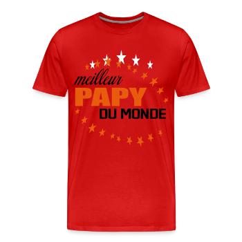 Meilleur Papy Du Monde - T-shirt bio Premium Homme - rouge - Devant - Damien (186cm)