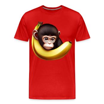 Banane à cache-cache de singe - T-shirt bio Premium Homme - rouge - Devant - Damien (186cm)