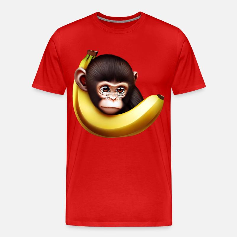 Banane à cache-cache de singe - T-shirt bio Premium Homme - rouge