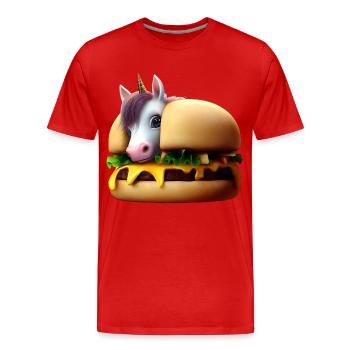 Unicorn Cheeseburger - Men's Premium Organic T-Shirt - red - Front - Damien (186cm)