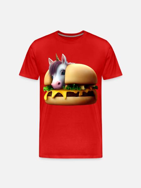 Unicorn Cheeseburger - Men's Premium Organic T-Shirt - red