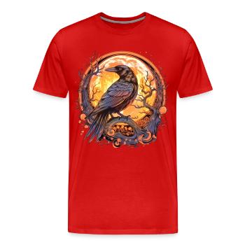 Corbeau, Pleine Lune, Celtique, Nordique, Païen, Oiseau, - T-shirt bio Premium Homme - rouge - Devant - Damien (186cm)