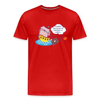 Envie de prendre le large - T-shirt bio Premium Homme - rouge - Devant - Damien (186cm)