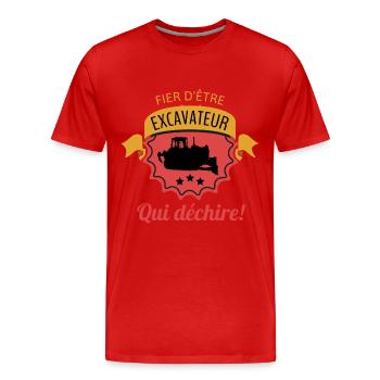 EXCAVATEUR - T-shirt bio Premium Homme - rouge - Devant - Damien (186cm)