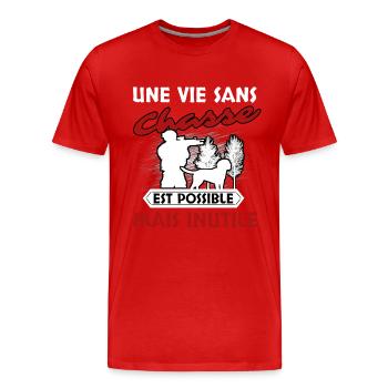 Chasse - T-shirt bio Premium Homme - rouge - Devant - Damien (186cm)