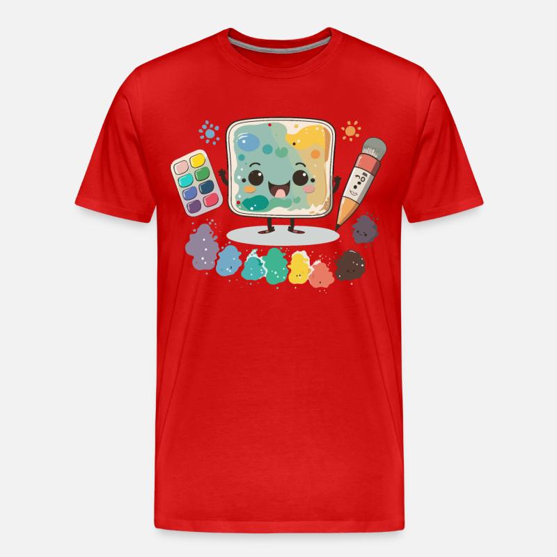 Der Aquarell-Assistent - Männer Premium Bio T-Shirt - Rot