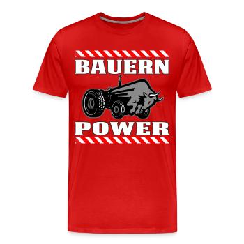 Bauern Power - Männer Premium Bio T-Shirt - Rot - Vorne - Damien (186cm)