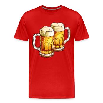 Chope à bière Chopes à bière Verres à bière Bière Alcool Alcool - T-shirt bio Premium Homme - rouge - Devant - Damien (186cm)