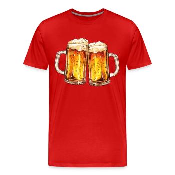 Chopes à bière Chopes à bière Verres à bière Bière à boire de l’alcool - T-shirt bio Premium Homme - rouge - Devant - Damien (186cm)