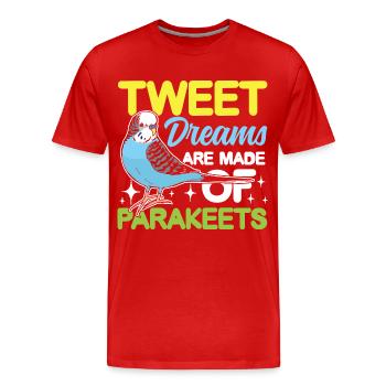 Tweet Dreams Are Made Of Parakeets - Männer Premium Bio T-Shirt - Rot - Vorne - Damien (186cm)