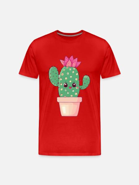 Kawaii Cactus - Men's Premium Organic T-Shirt - red