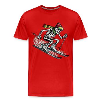 Skelett auf Skiern - Winterabenteuer mit Twist - Männer Premium Bio T-Shirt - Rot - Vorne - Damien (186cm)
