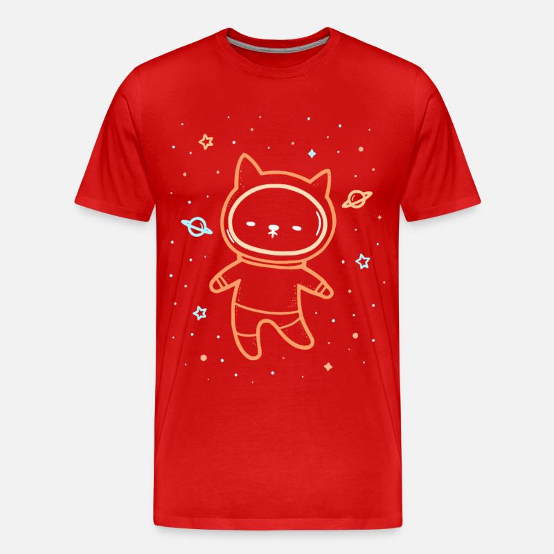 Space Cat - Männer Premium Bio T-Shirt - Rot
