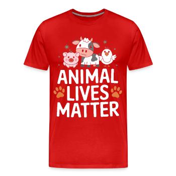 Végétarien Végétalien Végétarien Végétarien - T-shirt bio Premium Homme - rouge - Devant - Damien (186cm)