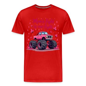 Mamas Kampf unser Kampf - Brustkrebs Bewusstsein - Männer Premium Bio T-Shirt - Rot - Vorne - Damien (186cm)