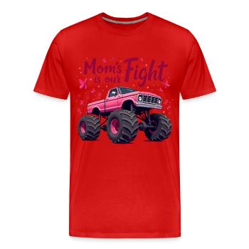 Mamas Kampf unser Kampf - Brustkrebs Bewusstsein - Männer Premium Bio T-Shirt - Rot - Vorne - Damien (186cm)