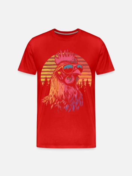 Rooster with sunglasses - Men's Premium Organic T-Shirt - red