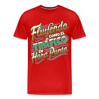 Flowing at rush hour - Men's Premium Organic T-Shirt - red - Front - Damien (186cm)