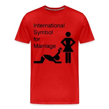 Symbole international pour le mariage - mariage - - T-shirt bio Premium Homme - rouge - Devant - Damien (186cm)